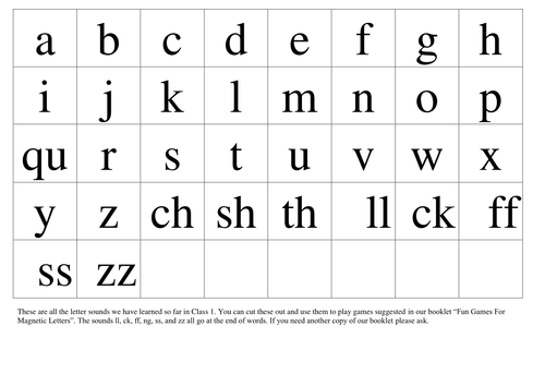 Letter Games Booklet