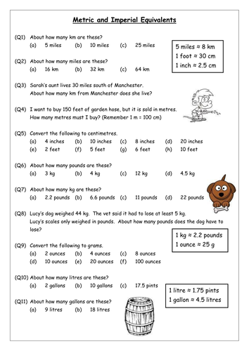Worksheets Metric Conversion Word Problems Worksheet converting units ks3 ages 11 14 resources by l orme metric and imperial equivalents docx