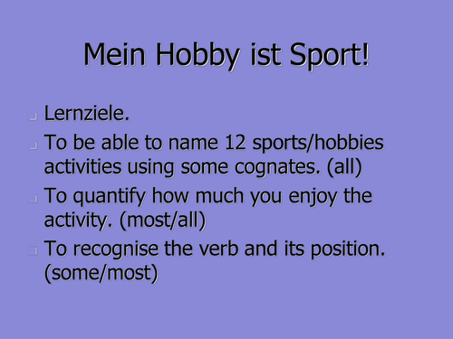 Sports with 'gern/nicht gern/am liebsten'