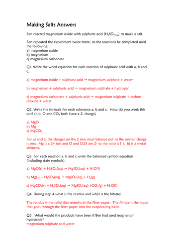 making salts and calculating yields worksheet