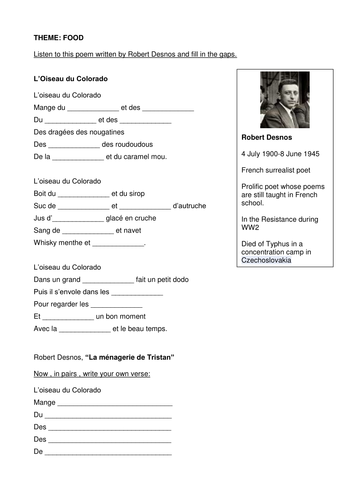 Food through French Poetry