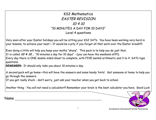 Easter Revision Maths