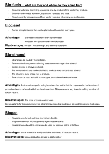 Biogas and Biofuel cloze and worksheet by eroney ...