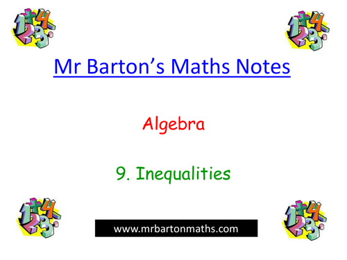 Algebra - 9. Inequalities.Powerpoint lesson. KS4