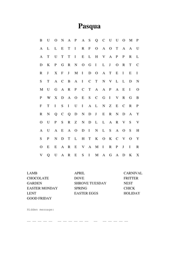 Italian Easter wordsearch