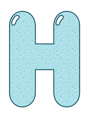 H20 water display lettering