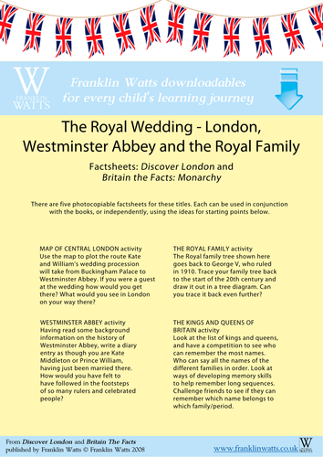 The Royal Wedding and London factsheets