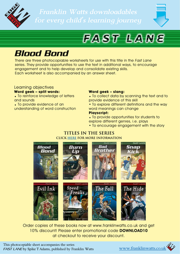 FAST LANE: Blood Bond worksheets