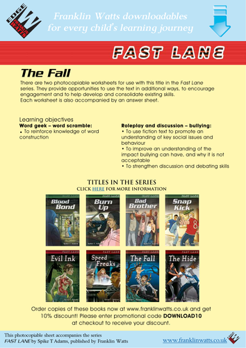 FAST LANE:  The Fall worksheets