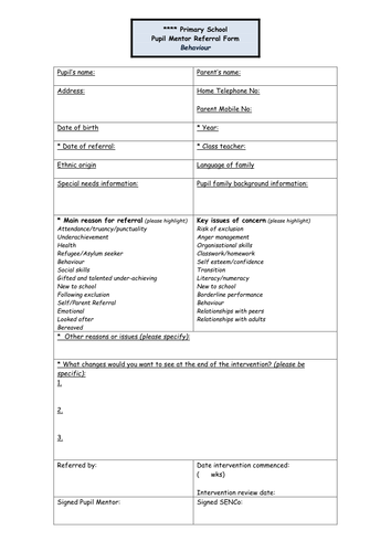 Behaviour Crib Sheets for SENCo/ Behaviour Mentor | Teaching Resources