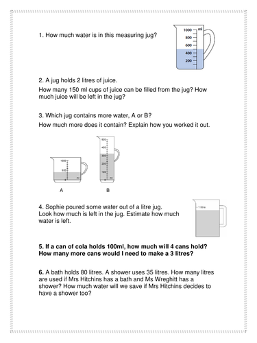 capacity worksheet teaching resources