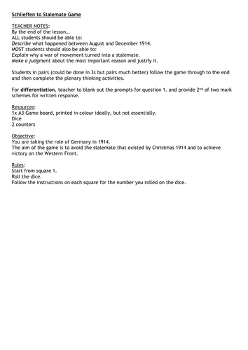 From Schlieffen Plan to Stalemate