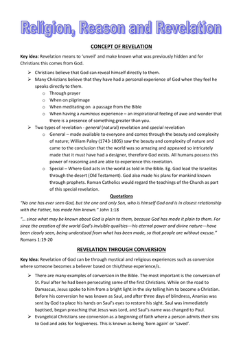 Religion, reason,  and revelation Revision OCR