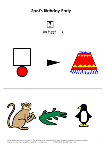 Prepositions using two Spot books