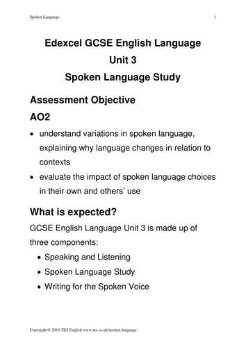 Spoken Language Study Edexcel