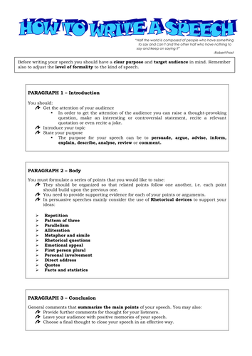 how to write a speech o level english