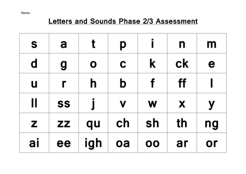 Phonics Letters and Sounds Phase 2 & 3 assessment