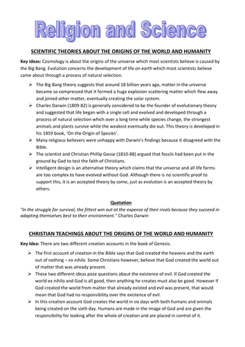 B602 Religion and Science revision