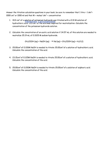 Titration calculations