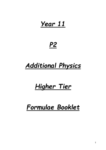 AQA P2 formula booklets