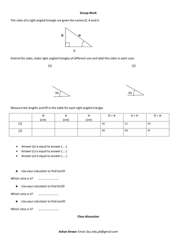 Investigating trigonometric ratios (lesson 1)