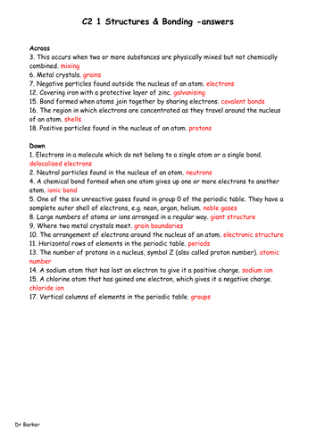 AQA C2 Additional chemistry revision crosswords