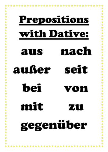 Set of German classroom grammar posters