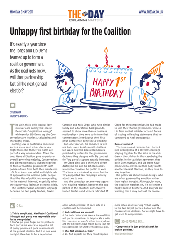 Unhappy first Birthday for the Coalition