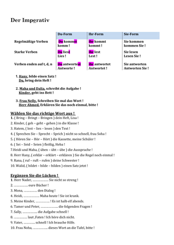 Den Imperativ Bilden Teaching Resources