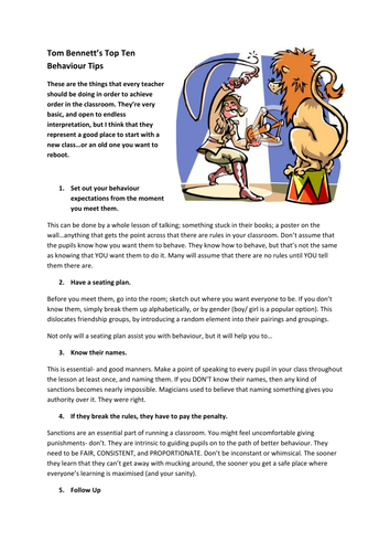 Tom Bennett's Top Ten Behaviour Tips