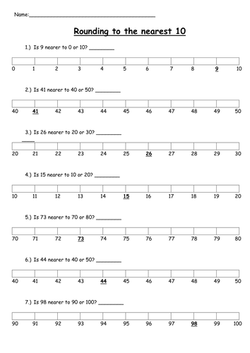 Rounding to the nearest 10 numberline | Teaching Resources