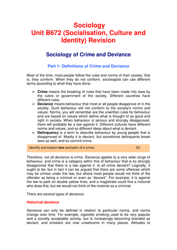 B672 Crime and Deviance Revision Sheet