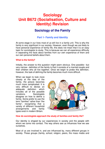 B672 Family Revision Sheet