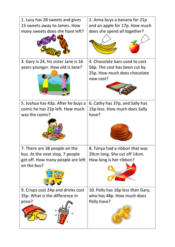 Maths word problems differentiated worksheets (y3)