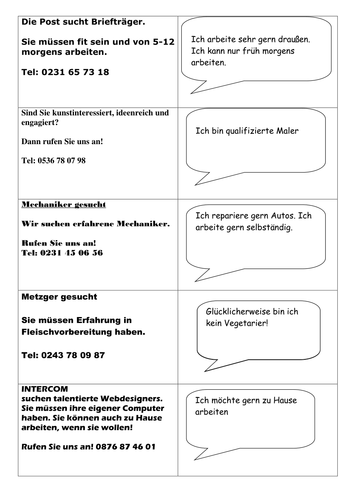 Job Adverts Reading Task (thinking skills)