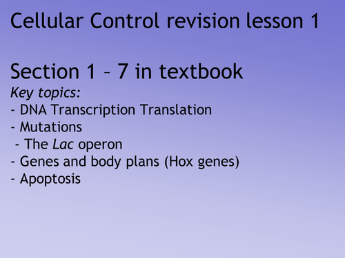 F215 Cellular Control Revision lessons