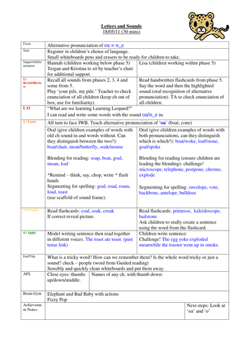 oa = o_e lesson plan