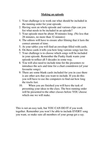 Cross Curricular topic  Bring Back Top of the Pops