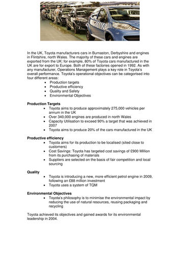 operations performance objectives of toyota #7