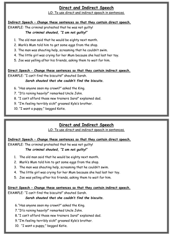 direct sheet speech help Teaching  speech and lloyd by indirect kimberley  Direct