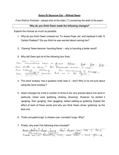 Dulce Et Decorum Est by Owen - Notes and Analysis