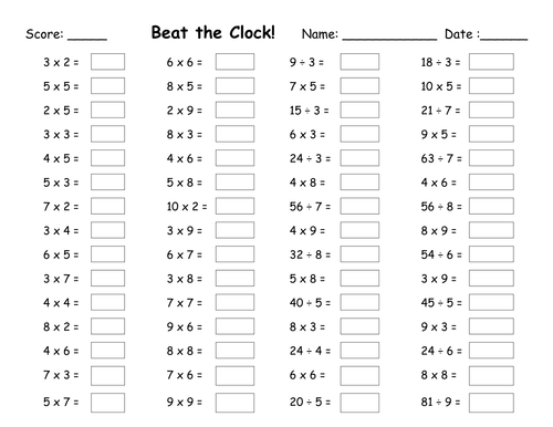 Maths Multiplication And Division Worksheet