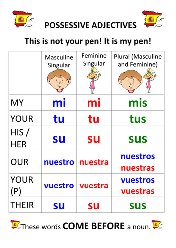 Spanish Possessive Adjectives / Pronouns