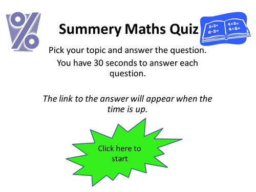 Maths Revision: Quiz Lesson - powerpoint.