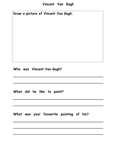 Vincent Van Gogh by castleknock Teaching Resources Tes