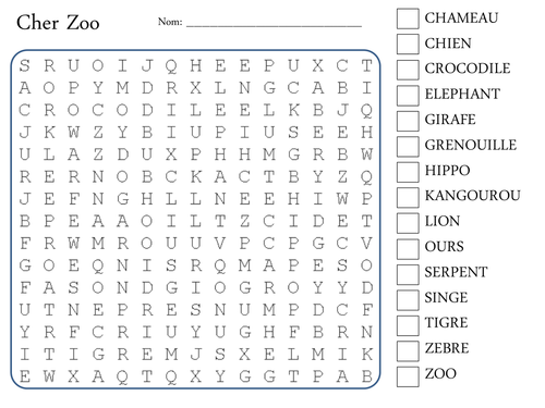 Zoo Animal Wordsearch | Teaching Resources