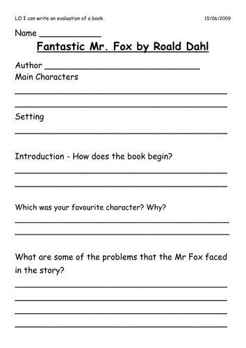 Y2 FANTASTIC MR FOX Extended Stories WK3 4 5 By Masonemma