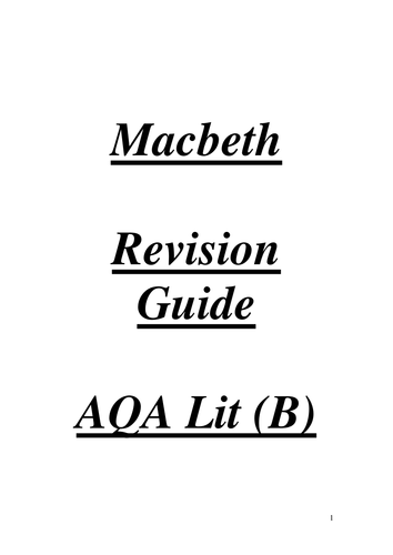 Macbeth: Revision Materials and Resources