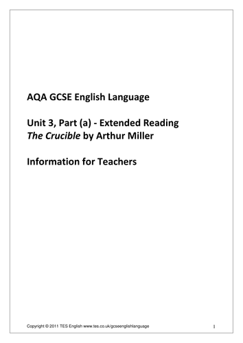 The Crucible Controlled Assessment - Teacher Guide