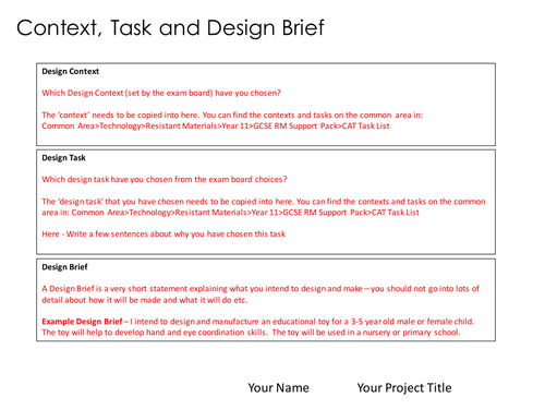 Aqa resistant materials coursework examples